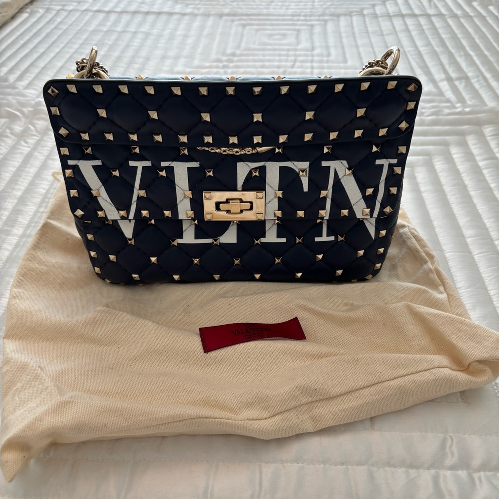 Valentino Black Quilted Rockstud Crossbody Bag - AUTHENTIC